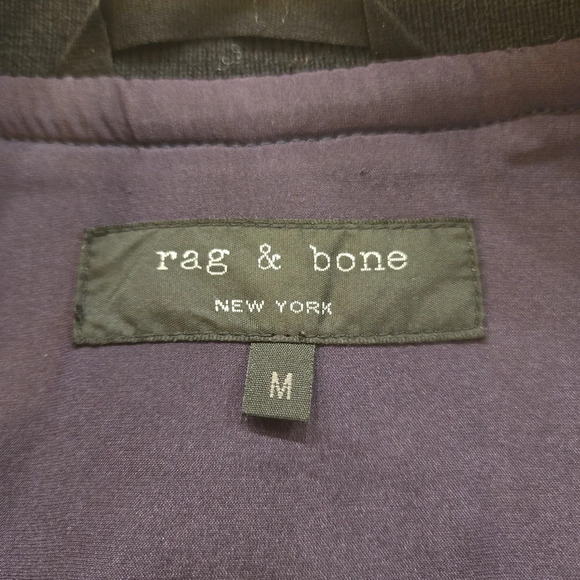 Rag & Bone Eggplant Pacific Quilted Silk & Leather Full Zip Jacket Size Medium - Picture 11 of 13